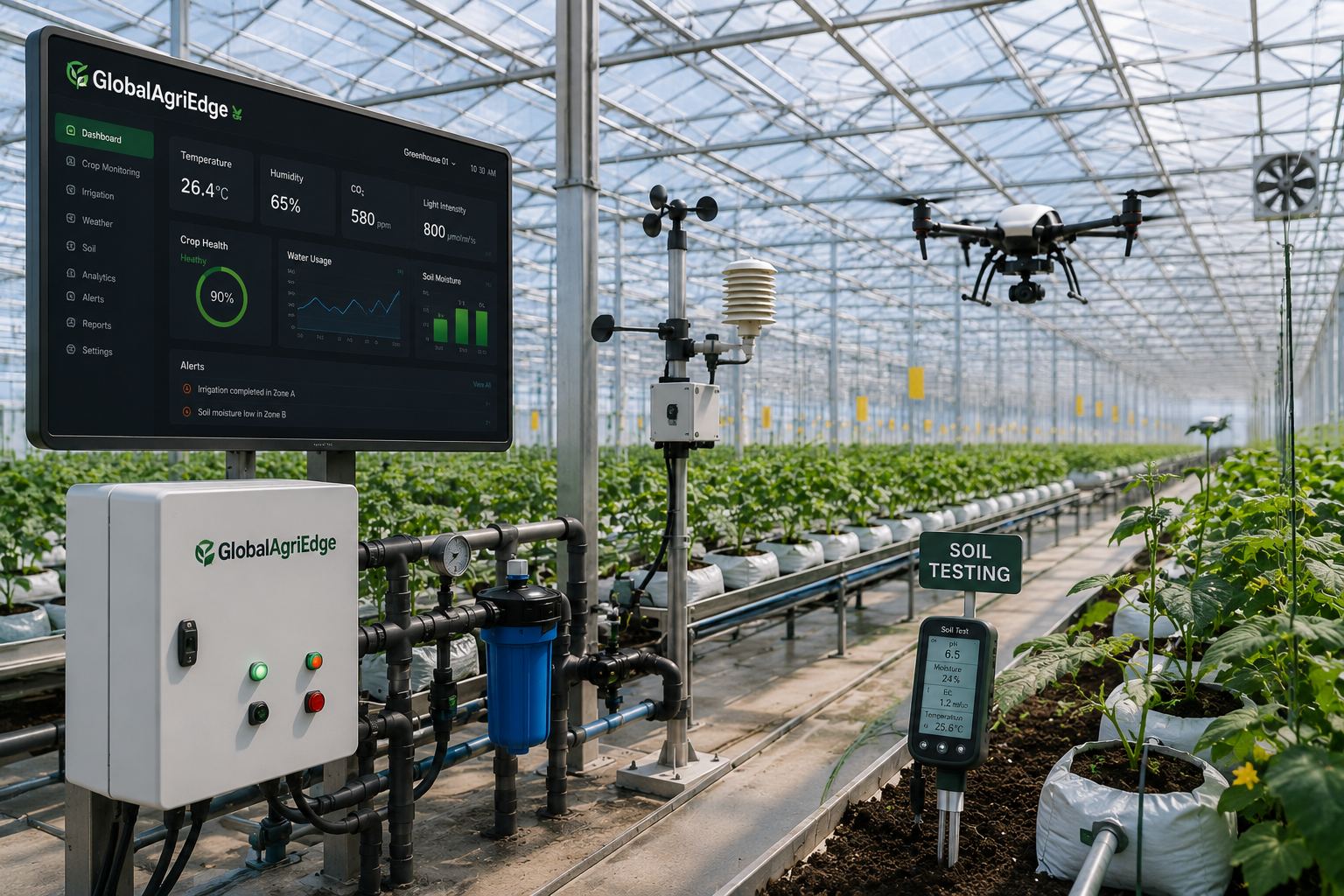 GlobalAgriEdge IoT smart greenhouse dashboard